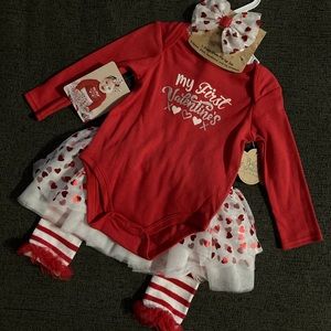 Red and White, My first Valentines outfit. Size 6m.